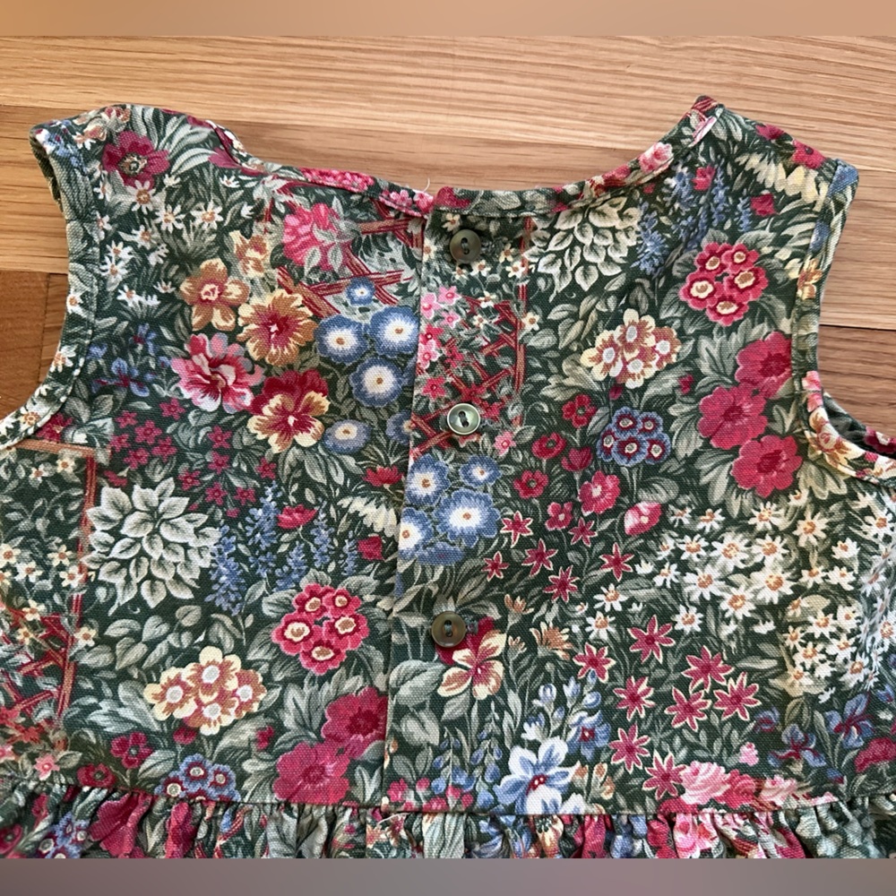 Prairie Cottage Floral Peaches ‘N Cream Girl’s Sleeveless W/ Pockets Dress ~ 6 - Picture 8 of 11